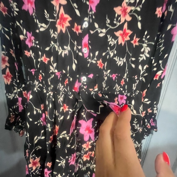 Free People Black Dress with Pink Floral Design XS - Picture 5 of 13